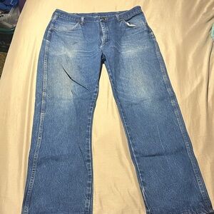 Rustler Men's Denim Blue Straight Jeans 38 X 32